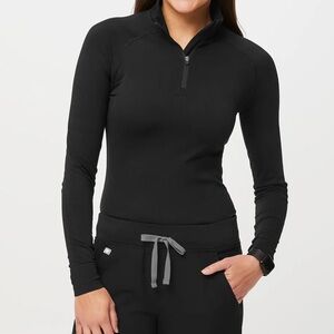 Figs Salta Seamless ¼ Zip in Black Small